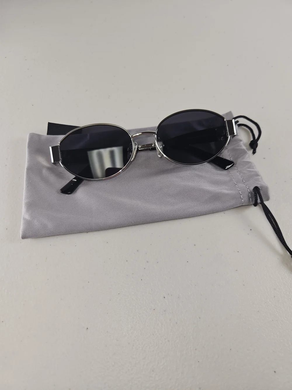 SOJOS UV400 Men's Oval Black Lens Sunglasses with Silver Frame